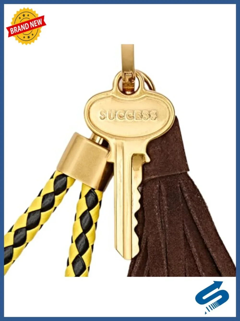 Key to Success Bag Charm with Leather Tassel and Loop Strap
